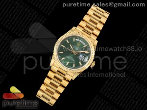 Day Date 36 YG RSF 1:1 Best Edition Green Stick Dial on YG Bracelet A2836