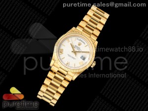 Day Date 36 YG RSF 1:1 Best Edition White Roman Dial on YG Bracelet A2836