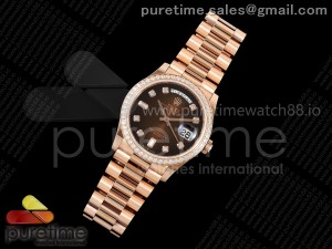 Day Date 36 RG RSF 1:1 Best Edition Brown Diamonds Dial Diamonds Bezel on RG Bracelet A2836