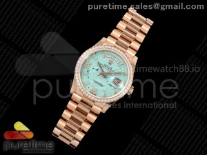 Day Date 36 RG RSF 1:1 Best Edition Turquoise Roman Dial Diamonds Bezel on RG Bracelet A2836