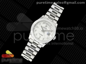 Day Date 36 SS RSF 1:1 Best Edition Meteorite Dial Diamonds Bezel on SS Bracelet A2836