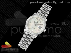 Day Date 36 SS RSF 1:1 Best Edition White MOP Dial Diamonds Bezel on SS Bracelet A2836