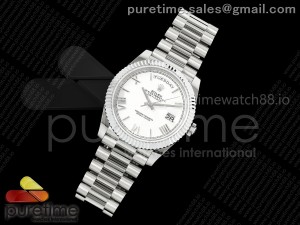 Day Date 40 SS RSF 1:1 Best Edition White Roman Dial on SS Bracelet A2836 (155g)