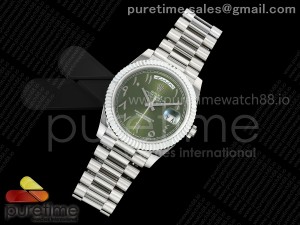 Day Date 40 SS RSF 1:1 Best Edition Green Arabic Dial on SS Bracelet A2836 (155g)