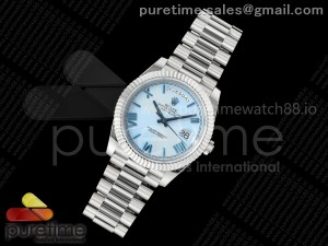 Day Date 40 SS RSF 1:1 Best Edition Blue Textured Roman Dial on SS Bracelet A2836 (155g)