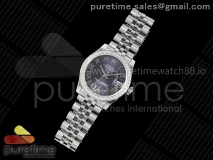 DateJust 31 SS Diamonds Bezel RSF 1:1 Best Edition Purple Roman Dial on Jubilee Bracelet A2824