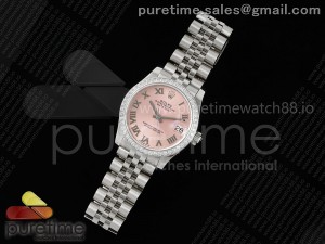 DateJust 31 SS Diamonds Bezel RSF 1:1 Best Edition Pink Roman Dial on Jubilee Bracelet A2824