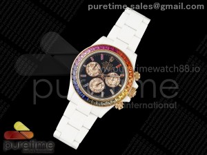 Daytona White Ceramic Case and Bracelet Black Rainbow Dial Rainbow Bezel SONIC Best Edition SA4130