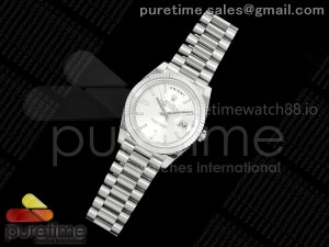 Day Date 40 SS 228236 THBF 1:1 Best Edition Silver Crystal Dial on President Bracelet VR3255 V3 (Gain Weight)