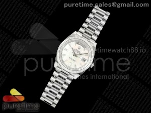 Day Date 40 SS 228236 THBF 1:1 Best Edition White MOP Crystal Dial on President Bracelet VR3255 V3 (Gain Weight)