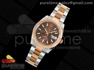 DateJust 41 126331 SS/RG ARF 1:1 Best Edition 904L Steel Brown Stick Dial on SS/RG Oyster Bracelet SH3235 (Weighted)