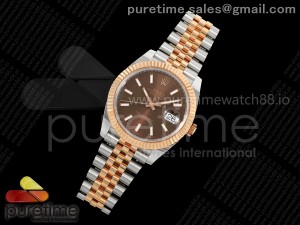 DateJust 41 126331 SS/RG ARF 1:1 Best Edition 904L Steel Brown Stick Dial on SS/RG Jubilee Bracelet SH3235 (Weighted)