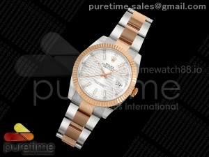 DateJust 41 126331 SS/RG ARF 1:1 Best Edition 904L Steel Silver Textured Dial on SS/RG Oyster Bracelet SH3235 (Weighted)