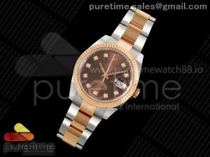 DateJust 41 126331 SS/RG ARF 1:1 Best Edition 904L Steel Brown Diamonds Dial on SS/RG Oyster Bracelet SH3235 (Weighted)