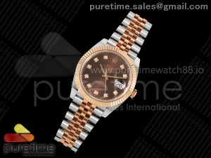 DateJust 41 126331 SS/RG ARF 1:1 Best Edition 904L Steel Brown Diamonds Dial on SS/RG Jubilee Bracelet SH3235 (Weighted)