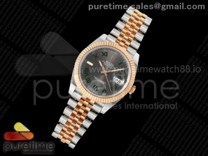 DateJust 41 126331 SS/RG ARF 1:1 Best Edition 904L Steel Gray Dial Green Roman on SS/RG Jubilee Bracelet SH3235 (Weighted)