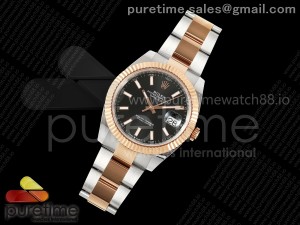 DateJust 41 126331 SS/RG ARF 1:1 Best Edition 904L Steel Black Stick Dial on SS/RG Oyster Bracelet SH3235 (Weighted)