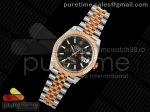 DateJust 41 126331 SS/RG ARF 1:1 Best Edition 904L Steel Black Stick Dial on SS/RG Jubilee Bracelet SH3235 (Weighted)