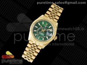 2025 Skydweller 336938 YG Noob 1:1 Best Edition Green Dial on YG Jubilee Bracelet A9002 V2