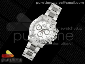 Daytona 116520 3CF 1:1 Best Edition 904L Steel SW White Dial on SS Braclet SH4130