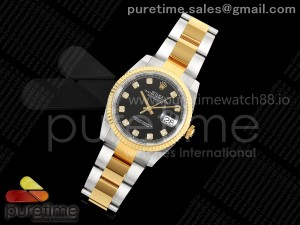 DateJust 36 SS/YG 126233 ARF 1:1 Best Edition Black Diamonds Dial on Oyster Bracelet SH3235