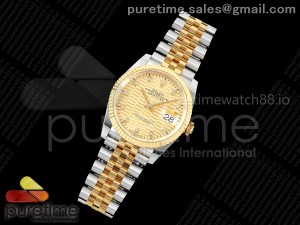 DateJust 36 SS/YG 126233 ARF 1:1 Best Edition YG Textured Diamonds Dial on Jubilee Bracelet SH3235