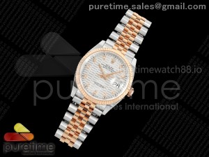 DateJust 36 SS/YG 126231 ARF 1:1 Best Edition Silver Textured Diamonds Dial on Jubilee Bracelet SH3235
