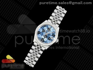 DateJust 31 Ladies Diamonds Bezel SS THB 1:1 Best Edition Blue Flower Dial on Jubilee Bracelet A2236