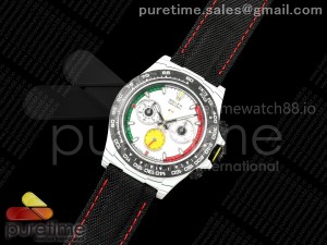 Daytona DIW Ferrari White Carbon SONIC 1:1 Best Edition White Dial on Black Nylon Strap SA4130