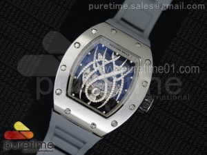 RM 19-01 Tourbillon SS Skeleton Spider Dial on Gray Rubber Strap 6T51