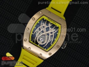 RM 19-01 Tourbillon RG Skeleton Spider Dial on Yellow Rubber Strap 6T51