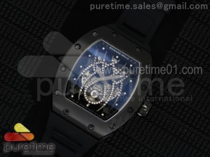 RM 19-01 Tourbillon PVD Skeleton Spider Dial on Black Rubber Strap 6T51