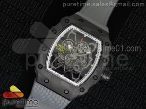 RM 035 Forge Carbon White Inner Bezel Skeleton Dial on Gray Nylon Strap MIYOTA9015