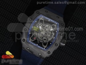 RM 035 Forge Carbon Blue Inner Bezel Skeleton Dial on Blue Nylon Strap MIYOTA9015