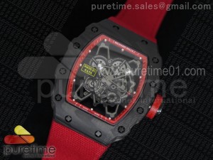 RM 035 Forge Carbon Red Inner Bezel Skeleton Dial on Red Nylon Strap MIYOTA9015