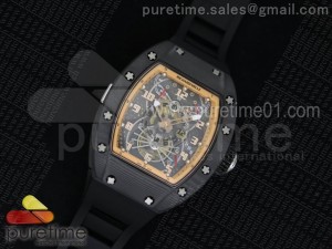 RM022 Forge Carbon Black Inner Bezel Skeleton Dial on Black Rubber Strap MIYOTA 9015