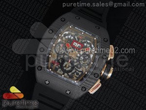 RM 011 RG Forge Carbon Black/RG Inner Bezel Skeleton Dial on Black Rubber Strap A7750