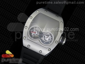 RM053 SS Fake Tourbillon Skeleton Dial on Black Rubber Strap A2824