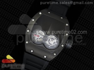 RM053 PVD Fake Tourbillon Skeleton Dial on Black Rubber Strap A2824