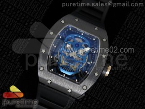 RM052 Black Ceramic Blue Skull Dial on Black Rubber Strap MIYOTA8215