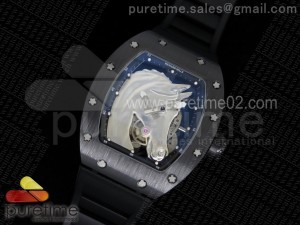 RM52-02 Horse Unique Piece Real Ceramic on Black Rubber Strap MIYOTA8215