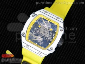 RM027-02 Rafael Nadal White Forge Carbon Yellow Bezel Skeleton Dial on Yellow Nylon Strap 6T51