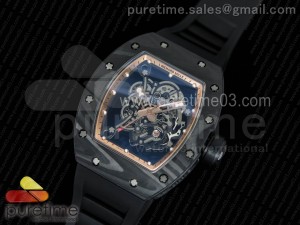 RM055 Forge Carbon Titanium Case KVF Best Edition Skeleton Dial Gold on Black Rubber Strap MIYOTA8215