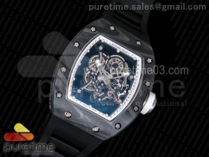 RM055 Forge Carbon Titanium Case KVF Best Edition Skeleton Dial White Inner Bezel on Black Rubber Strap MIYOTA8215