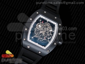 RM055 Real Ceramic Case KVF Best Edition Skeleton Dial White Inner Bezel on Black Rubber Strap MIYOTA8215