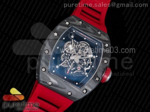 RM055 Forge Carbon Titanium Case KVF Best Edition Skeleton Dial Red on Red Rubber Strap MIYOTA8215