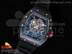 RM055 Real Ceramic Case KVF Best Edition Skeleton Dial Red on Black Rubber Strap MIYOTA8215