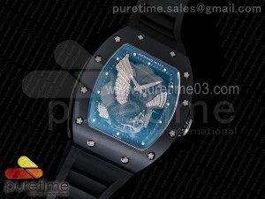 RM023 Ceramic Case KVF Best Edition Eagle Skeleton Dial SS Crown on Black Rubber Strap MIYOTA8215