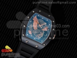 RM023 Ceramic Case KVF Best Edition Eagle Skeleton Dial RG Crown on Black Rubber Strap MIYOTA8215