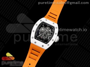 RM055 White Ceramic KVF Best Edition Skeleton Dial Black on Orange Rubber Strap MIYOTA8215 V3